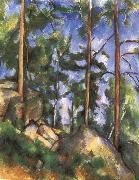 Paul Cezanne pine trees and rock oil painting artist